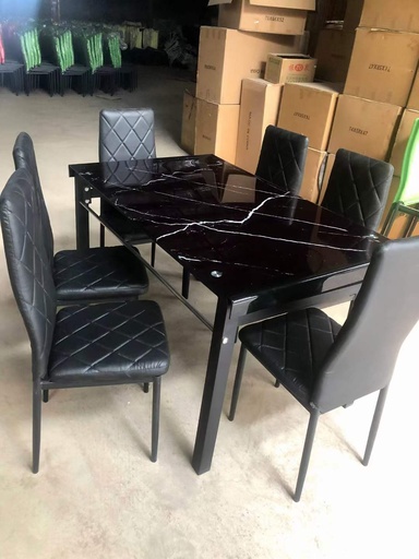 [B-48A] 6pcs Dinner Set With Glass Table