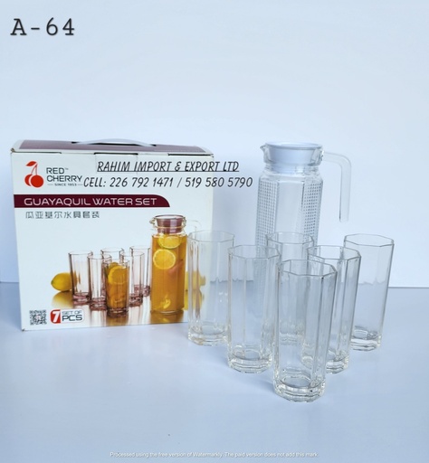 [A-64] 7pcs Glass Cups With Jug